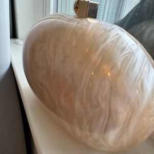 Acrylic Cream and Gold Metallic Clutch